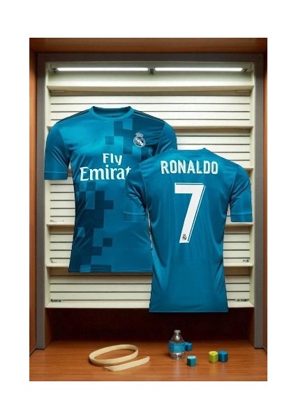 Real Madrid Ronaldo 2018 Deplasman Turkuaz Yetişkin Halı Saha Forması fırsatları