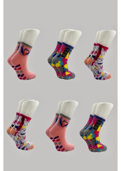Kadın Çok Renkli Desenli Pamuklu Yarım Konç Çorap 6'lı Paket fiyatları