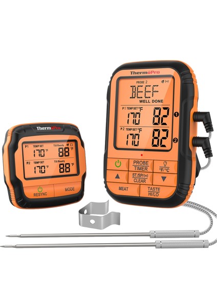 TP28C 2problu Zamanlayıcılı 150M Kablosuz Barbekü/mangal Profesyonel Pişirme Termometresi
