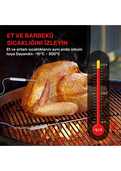TP28C 2problu Zamanlayıcılı 150M Kablosuz Barbekü/mangal Profesyonel Pişirme Termometresi fiyatları