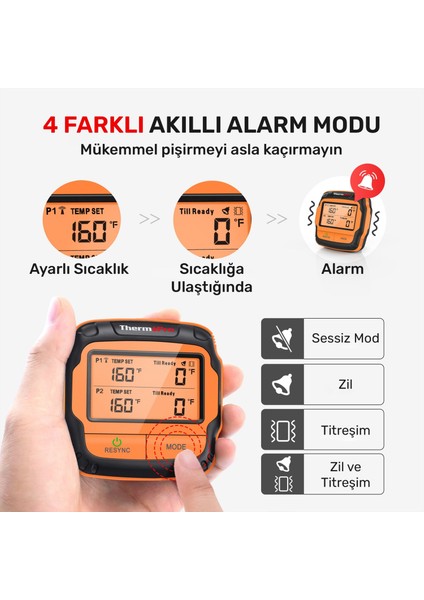 TP28C 2problu Zamanlayıcılı 150M Kablosuz Barbekü/mangal Profesyonel Pişirme Termometresi fırsatları