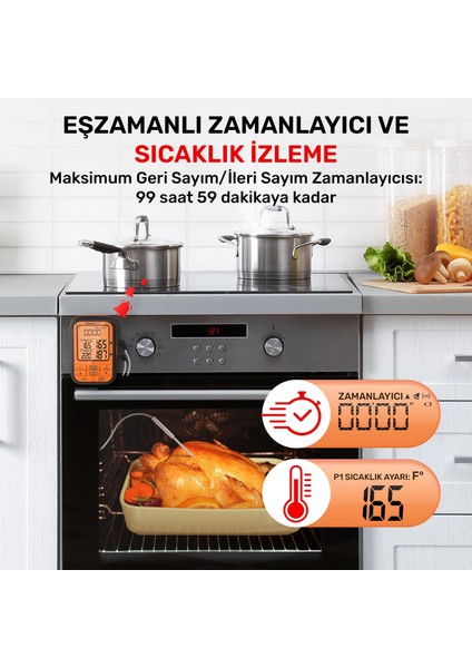 TP28C 2problu Zamanlayıcılı 150M Kablosuz Barbekü/mangal Profesyonel Pişirme Termometresi indirimleri