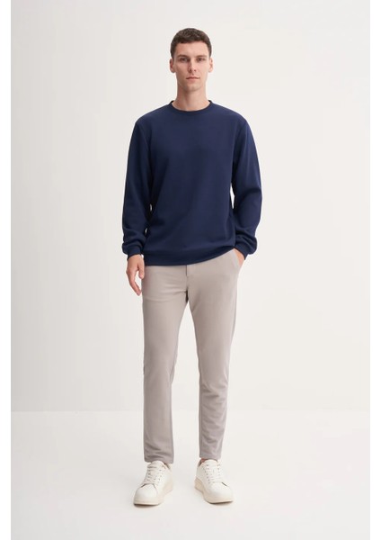 Premium Ince Desenli Jakar Viskon Karışımlı Regular Fit Sweatshirt