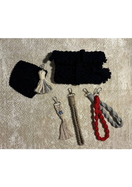 El Emeği Makrome Çanta, Şık ve Hafif, Siyah, Özgün Tasarım