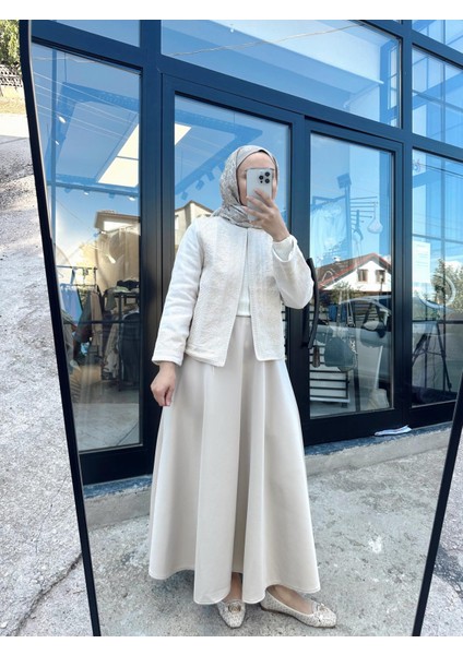 Nakış Işlemeli Keten Ceket Krem indirimleri