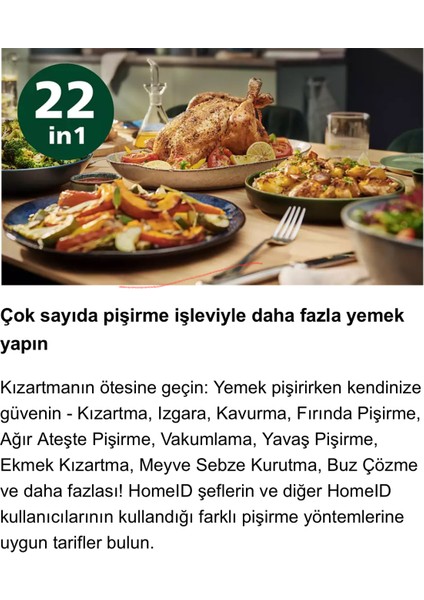 Geniş Hacimli 22'in1 Uzaktan Bağlantılı Premium Hava Fritözü Beyaz modelleri
