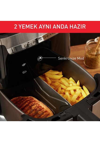 6,5 Litre Kapasiteli Yağsız Fritöz ve Izgara Seti, Siyah, Pişirme Kağıdı Hediye indirimleri