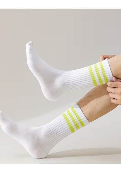 Unisex 6 Çift Renkli Çizgi Detaylı Premium Kalite Tüm Mevsime Uygun Günlük Kolej Çorap indirimleri