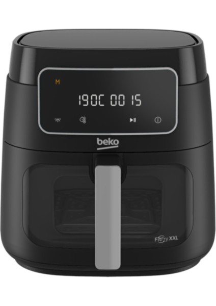 Yüksek Kapasiteli Yağsız Fritöz, Cam Sepet, 9 Otomatik Program, LED Ekran, Siyah
