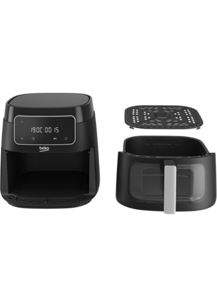 Yüksek Kapasiteli Yağsız Fritöz, Cam Sepet, 9 Otomatik Program, LED Ekran, Siyah fiyatları