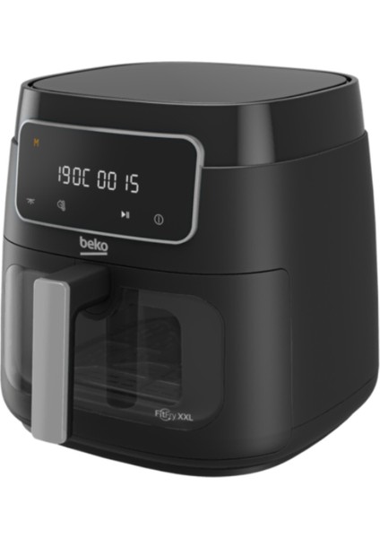 Yüksek Kapasiteli Yağsız Fritöz, Cam Sepet, 9 Otomatik Program, LED Ekran, Siyah modelleri
