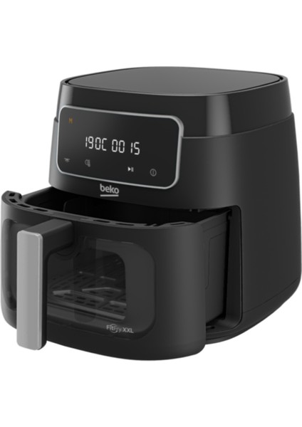 Yüksek Kapasiteli Yağsız Fritöz, Cam Sepet, 9 Otomatik Program, LED Ekran, Siyah fırsatları