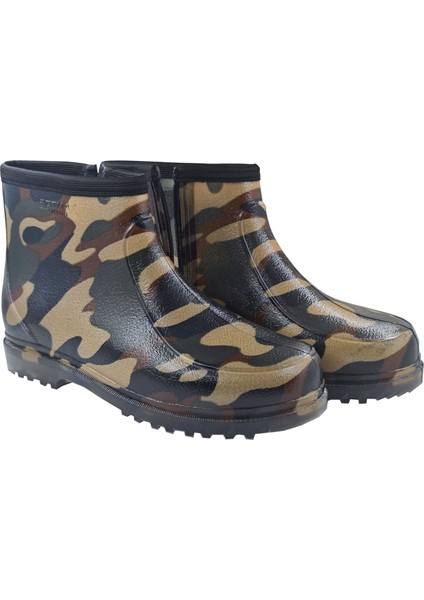 Erkek Kamuflaj Desenli Su Geçirmez Kısa Lastik Bot – Fermuarlı Bahçe ve Yağmur Ayakkabısı fiyatları