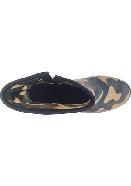 Erkek Kamuflaj Desenli Su Geçirmez Kısa Lastik Bot – Fermuarlı Bahçe ve Yağmur Ayakkabısı indirimleri