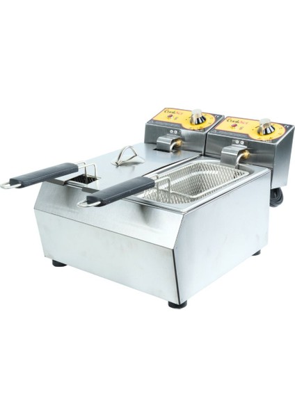 Gri Elektrikli Fritöz Seti, 6l, 3'lü, Kullanışlı ve Şık Tasarım