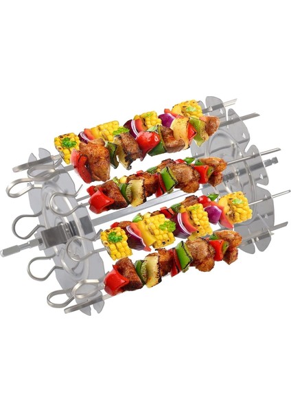 12 Programlı Büyük Hava Fritözü ve Döner Izgara, Şiş, Gümüş Renkli