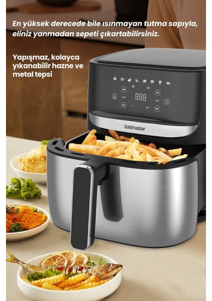 1700W Dijital Çok Renkli Xl Havalı Fritöz, 8 Programlı, Yağsız Kızartma