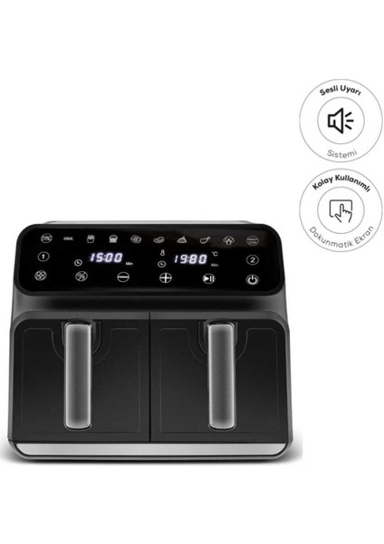 Çift Hazneli Dijital Airfryer, 8 Litre, Büyük Boy, Kolay Kullanım fiyatları