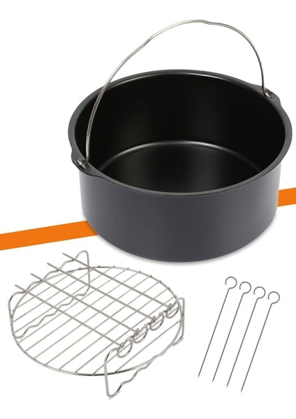 Siyah Hava Fritözü Aksesuar Seti, Pişirme ve Izgara Için Çok Yönlü Yardımcı