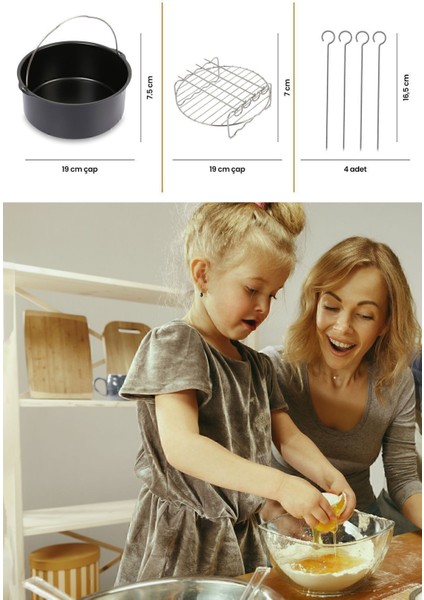 Siyah Hava Fritözü Aksesuar Seti, Pişirme ve Izgara Için Çok Yönlü Yardımcı fiyatları
