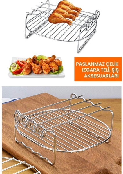 Siyah Hava Fritözü Aksesuar Seti, Pişirme ve Izgara Için Çok Yönlü Yardımcı indirimleri