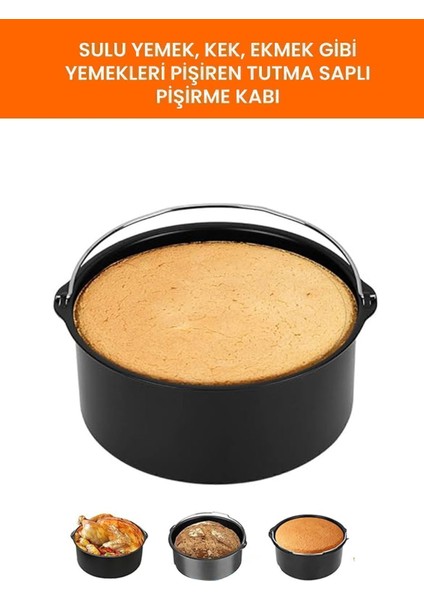 Siyah Hava Fritözü Aksesuar Seti, Pişirme ve Izgara Için Çok Yönlü Yardımcı