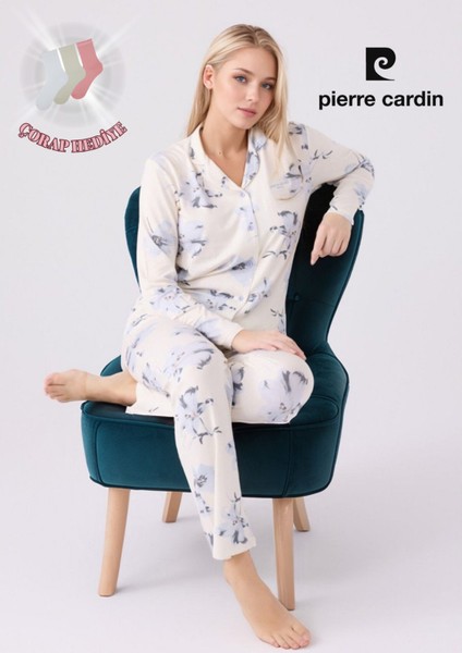 Kadın Giyim Pamuklu Krem Gömlek Pijama Takımı