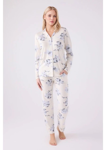 Kadın Giyim Pamuklu Krem Gömlek Pijama Takımı modelleri