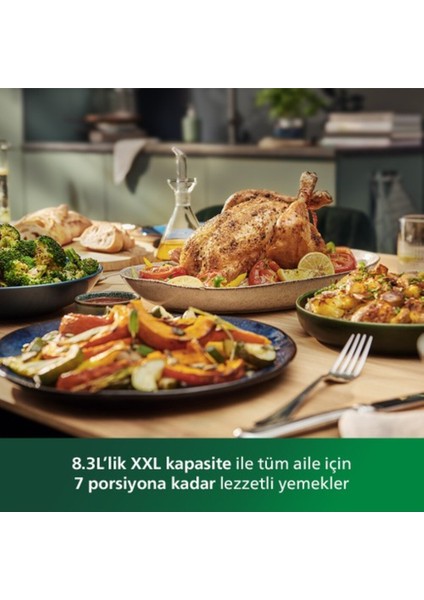 Büyük Kapasiteli Airfryer 8.3 L, Termometreli, 2 Kg, Akıllı Bağlantılı Siyah