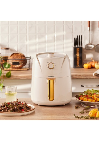 Krem Renkli Hava Fritöz, Sağlıklı ve Şık Mutfak Arkadaşı