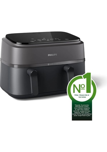 Çift Hazneli Airfryer 3000 Serisi, 9l Kapasite, Siyah Renk, Pratik ve Şık Tasarım