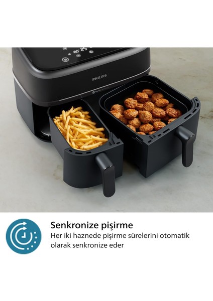 Çift Hazneli Airfryer 3000 Serisi, 9l Kapasite, Siyah Renk, Pratik ve Şık Tasarım