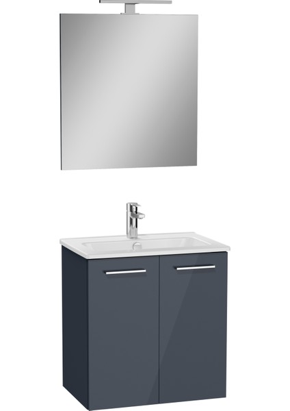 Ardea 69572 Banyo Dolabı Seti, Kapaklı, 60 Cm, Parlak Antrasit