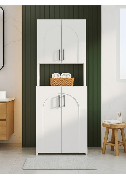 Kalira Çamaşır Makinesi Dolabı Çok Amaçlı Banyo Dolabı Beyaz