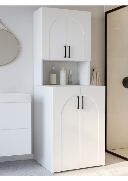 Kalira Çamaşır Makinesi Dolabı Çok Amaçlı Banyo Dolabı Beyaz modelleri