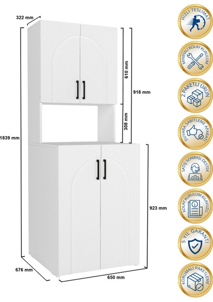 Kalira Çamaşır Makinesi Dolabı Çok Amaçlı Banyo Dolabı Beyaz indirimleri