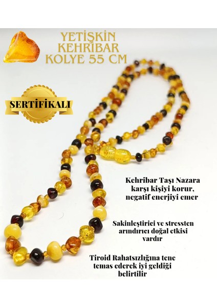 Yetişkin Kehribar Kolye 55CM Marron Doğaltaş