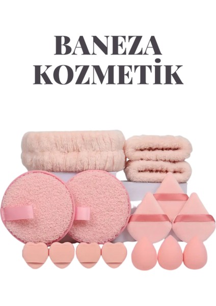 Pembe Makyaj Çantası, 15 Fonksiyonlu Makyaj Seti ve Tek Kullanımlık Havlu