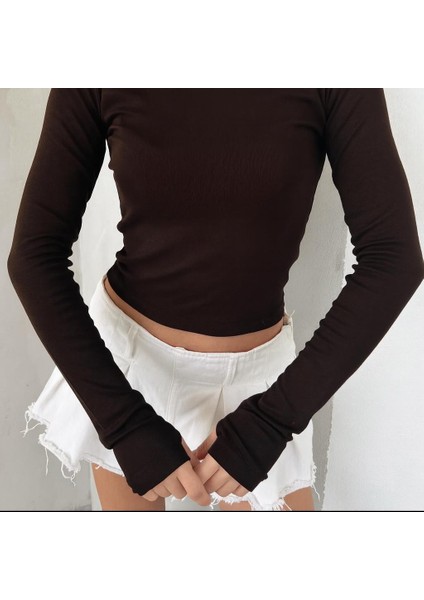 Parmak Geçirme Detaylı Pamuklu Premium Kalite Basic Kadın Bluz