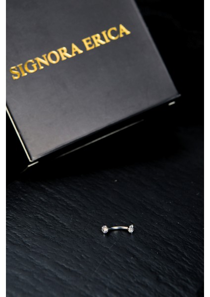 Iki Ucu Yuvarlak Içine Giren Taşlı Kaş Piercing