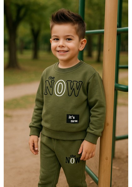 Erkek Çocuk Kışlık Eşofman Takımı The Now Yazılı Sweatshirt Alt Pamuklu Üç Iplik Şardonlu Günlük Kombin 3-4-5-6-7 Yaş fiyatları
