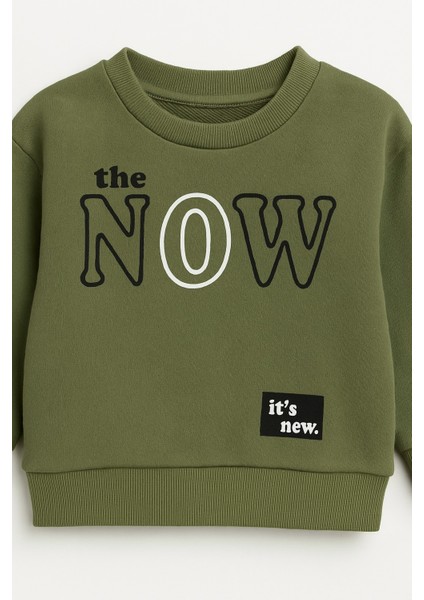 Erkek Çocuk Kışlık Eşofman Takımı The Now Yazılı Sweatshirt Alt Pamuklu Üç Iplik Şardonlu Günlük Kombin 3-4-5-6-7 Yaş indirimleri