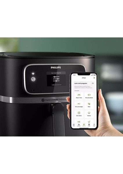 Akıllı Wi-Fi Airfryer 8,3 Lt, Android ve Apple Uyumlu, Geniş Hacim, Şık Tasarım