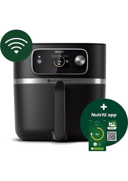 Akıllı Wi-Fi Airfryer 8,3 Lt, Android ve Apple Uyumlu, Geniş Hacim, Şık Tasarım fırsatları