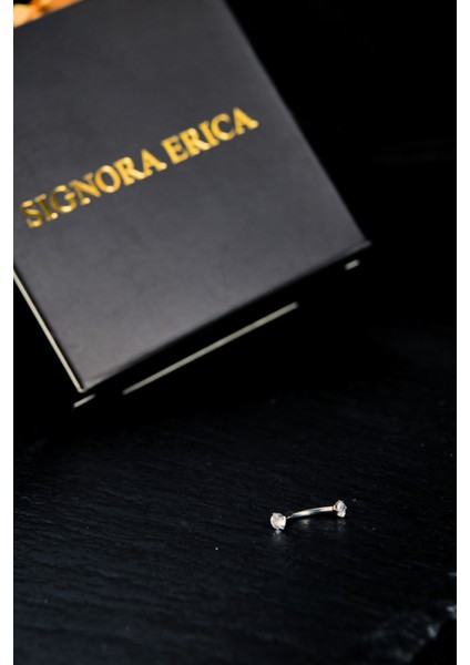 Iki Ucu Yuvarlak Içine Giren Taşlı Kaş Piercing