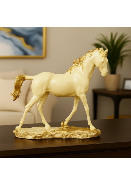 Gümüş Sarı At Dekoratif Heykel Biblo 24X24 fırsatları