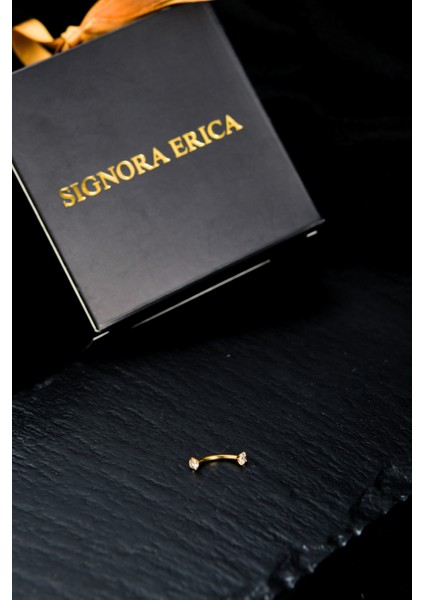 Iki Ucu Yuvarlak Içine Giren Taşlı Kaş Piercing