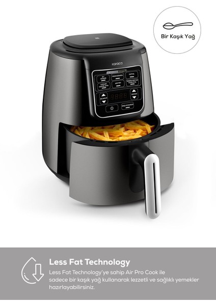 2'si Birlikte Uzaktan Kontrol Edilebilir Hava Fritözü, Gri Renk indirimleri