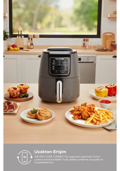 2'si Birlikte Uzaktan Kontrol Edilebilir Hava Fritözü, Gri Renk