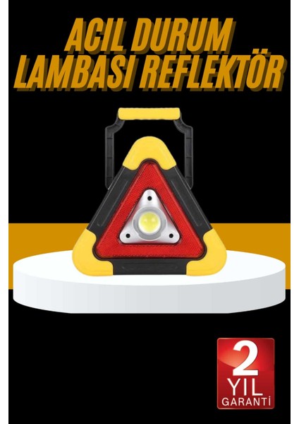Sepetim Reflektör Işıklı Ikaz Lambası Şarjlı Çok Fonksiyonlu Işıklı Üçgen Reflektör